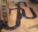 Carrera-Bahn aufgebaut im Wohnzimmer nach Weihnachten 2006